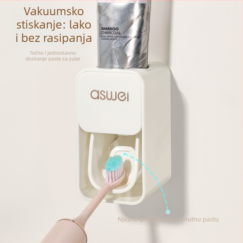 Zidni automatski dispenser za pastu za zube i pretiskač za kućnu upotrebu (bez bušenja)