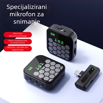 J33 Bežični lavalier mikrofon sustav (1:2) za vanjsku prijenos uživo; raspon frekvencija 20 Hz–20 kHz; SNR ≥70 dB; ugrađena baterija 300–500 mAh; trajanje 3–6 h