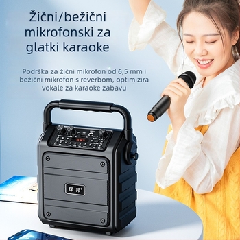 Prijenosni Bluetooth karaoke zvučnik za vanjsku upotrebu, 32W, Bluetooth 5.3, raspon 100 Hz–18 kHz, SNR ≥70 dB