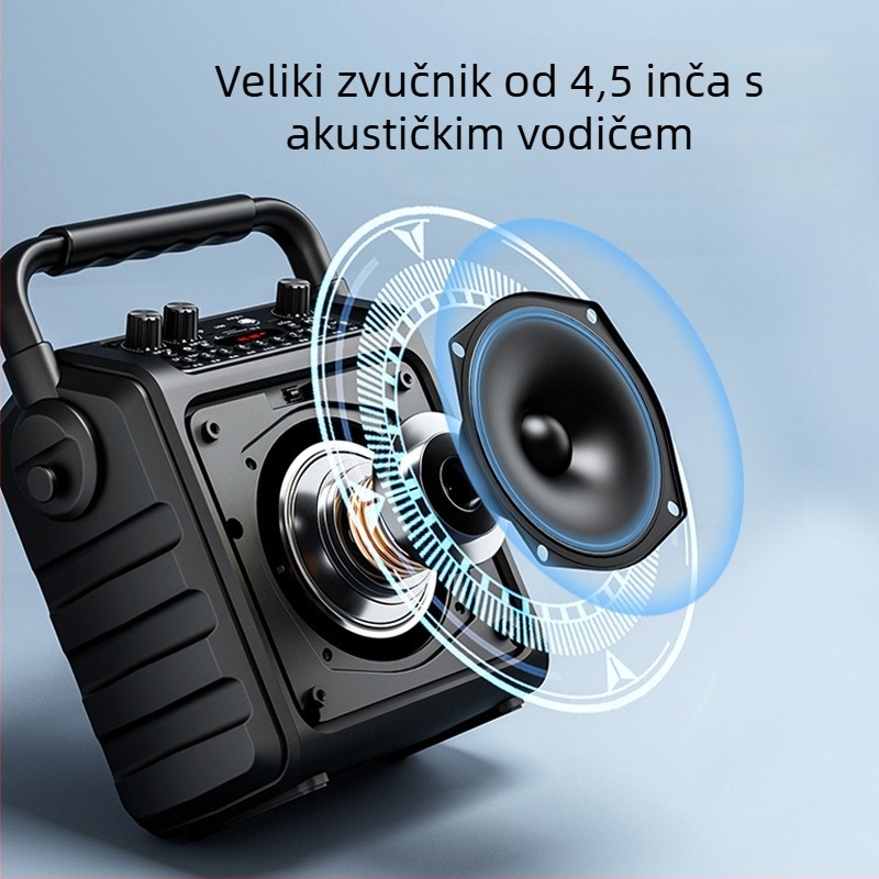 Prijenosni Bluetooth karaoke zvučnik za vanjsku upotrebu, 32W, Bluetooth 5.3, raspon 100 Hz–18 kHz, SNR ≥70 dB