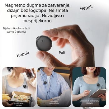 Q8 Lavalier mikrofon za live emitiranje, magnetski dvostruki clip za ovratnik, pametno smanjenje šuma, omnidirekcionalan, ugrađena litij baterija, trajanje 3–6 sati, SNR ≥60 dB