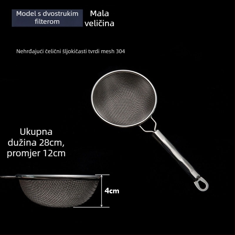 Colander od nehrđajućeg čelika 304 s dvostrukom mrežom za filtriranje sokova i prosijavanje brašna, protuklizno, dvostruke kukice