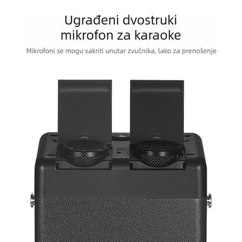 Prijenosni vanjski karaoke zvučnik s bežičnim mikrofonom, 40W izlaz, 40Hz-20kHz, ugrađena baterija, 8 sati reprodukcije, IPX9 vodootporan