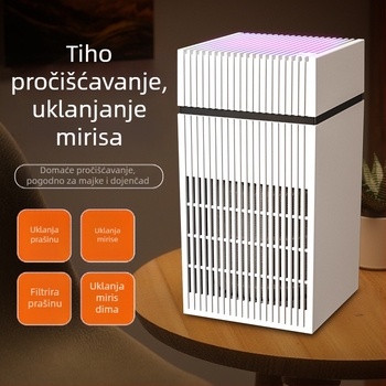 Desktop uređaj za pročišćavanje zraka za dom: uklanja formaldehid, mirise i dlake kućnih ljubimaca; UV + HEPA tehnologija; 50 m3/h, buka <36 dB, USB napajanje, bez instalacije, pogodan za 21–30 m2