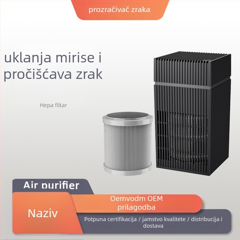 Desktop uređaj za pročišćavanje zraka za dom: uklanja formaldehid, mirise i dlake kućnih ljubimaca; UV + HEPA tehnologija; 50 m3/h, buka <36 dB, USB napajanje, bez instalacije, pogodan za 21–30 m2