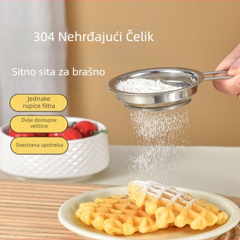 Hena 304 nehrđajući čelik, ručno sito za brašno, mreža 40, za posipanje šećera i kakaa u prahu, kućno sito za pečenje