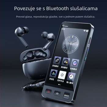 Pametni AI prevoditelj s offline prijevodom i prevođenjem putem fotografije, istovremeni prijevod, model M80, podrška više jezika, Bluetooth domet 10 m