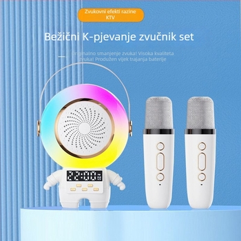 Bluetooth zvučnik s mikrofonom, Astronaut Karaoke za kućnu i vanjsku upotrebu, 5W, Bluetooth 5.3, 40Hz–20kHz, domet 20m, ugrađena baterija 500–800mAh