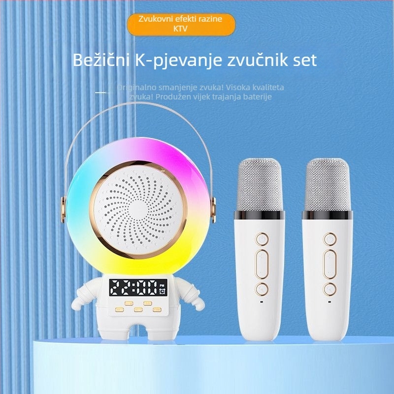 Bluetooth zvučnik s mikrofonom, Astronaut Karaoke za kućnu i vanjsku upotrebu, 5W, Bluetooth 5.3, 40Hz–20kHz, domet 20m, ugrađena baterija 500–800mAh
