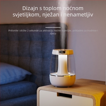 Ovlaživač zraka, model JH-020H, dvije mlaznice magle, spremnik 2.6–4.0 L, pogodan za 21–30 m², buka ispod 36 dB, tajmer preko 8 sati
