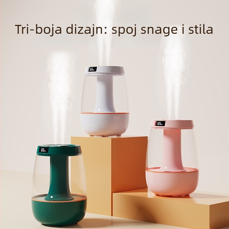 Ovlaživač zraka, model JH-020H, dvije mlaznice magle, spremnik 2.6–4.0 L, pogodan za 21–30 m², buka ispod 36 dB, tajmer preko 8 sati