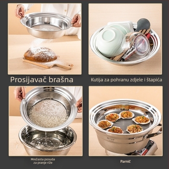 Sito za brašno od nehrđajućeg čelika 304, kružno sito s mrežom, za pečenje