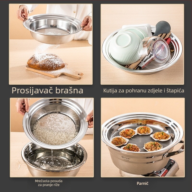 Sito za brašno od nehrđajućeg čelika 304, kružno sito s mrežom, za pečenje