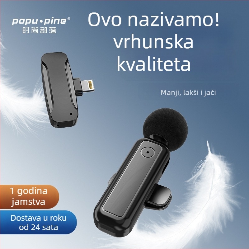 Bežični lavalier mikrofon s redukcijom šuma za prijenos uživo i snimanje videa — mini Bluetooth mikrofon