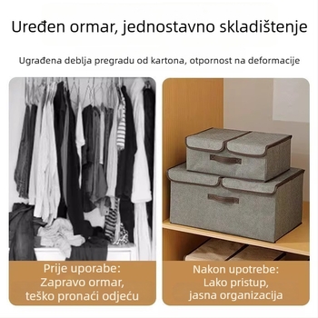 Kutija za pohranu donjeg rublja s poklopcem i pregradama - netkana tkanina, 20–30 L kapacitet, pohrana u ormaru