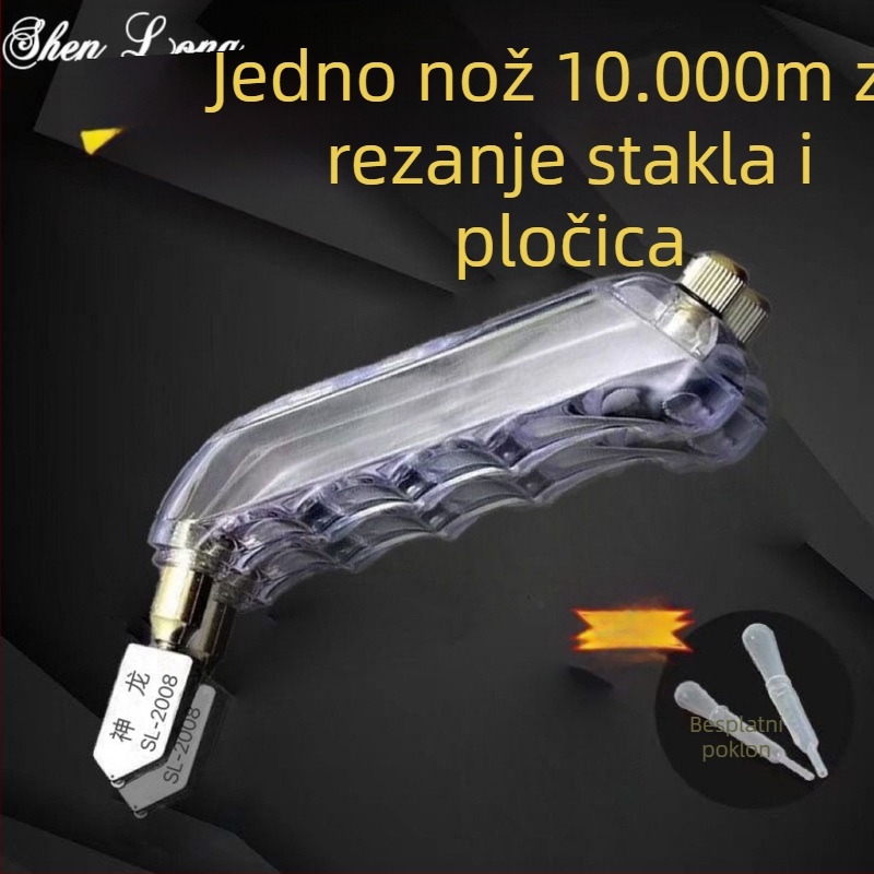 Ručni rezač stakla i pločica, valjkasta glava, dijamantna rolna, uljna injekcijska glava, Shenlong, debljina reza 3–15 mm, za staklo i pločice