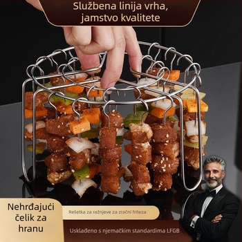 Rešetka od nehrđajućeg čelika za air fryer, okrugli oblik, vertikalno viseća, uklonjiva i lako se čisti