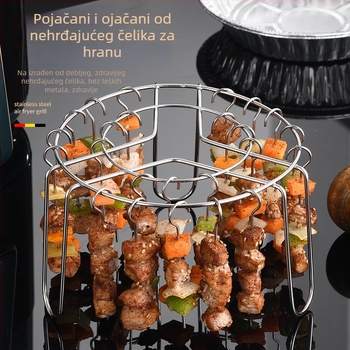 Rešetka od nehrđajućeg čelika za air fryer, okrugli oblik, vertikalno viseća, uklonjiva i lako se čisti
