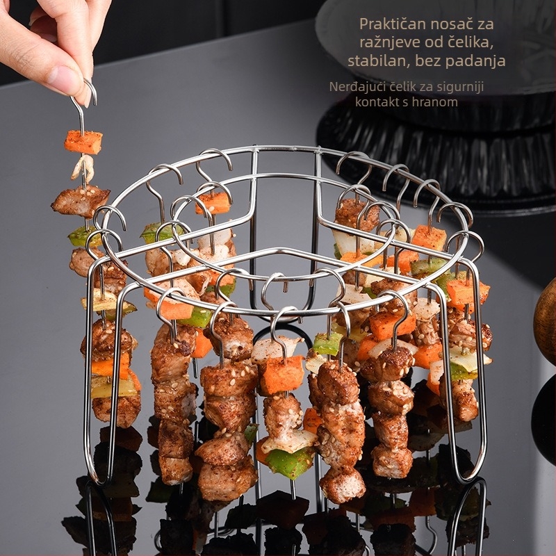 Rešetka od nehrđajućeg čelika za air fryer, okrugli oblik, vertikalno viseća, uklonjiva i lako se čisti