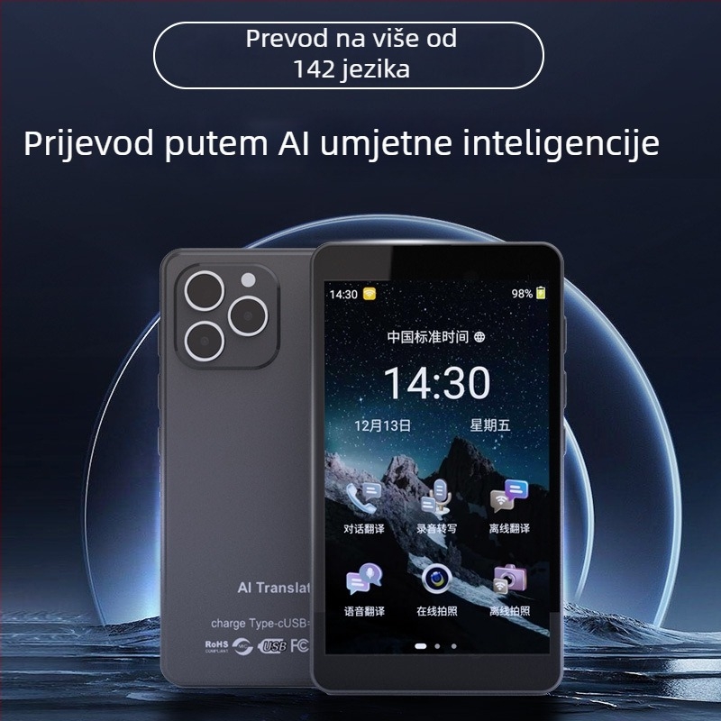 AI offline prevoditelj sa simultanim prijevodom, podrška za 138 zemalja, Type-C sučelje, kamera 5.0 MP, ABS kućište 125 g
