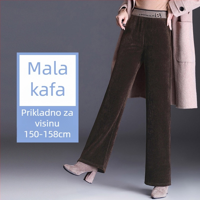 Pantalone od chenille širokog kroja s flis podstavom, visokim strukom, debeli