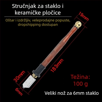 Nož za rezanje stakla i pločica, s valjkastim tipom, metalna drška, Zixuan marka (ovlaštena privatna marka)