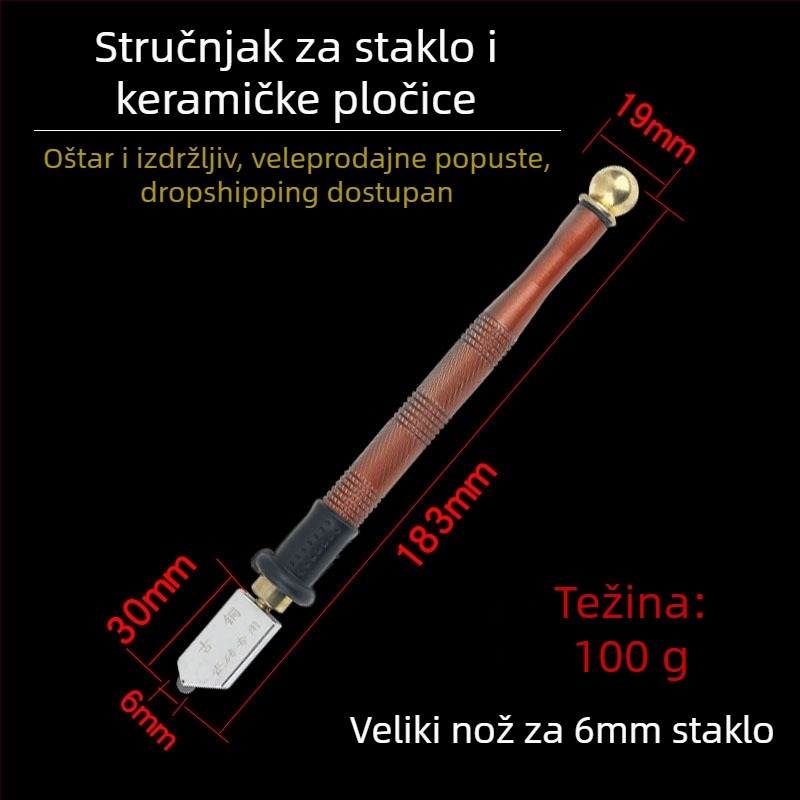 Nož za rezanje stakla i pločica, s valjkastim tipom, metalna drška, Zixuan marka (ovlaštena privatna marka)