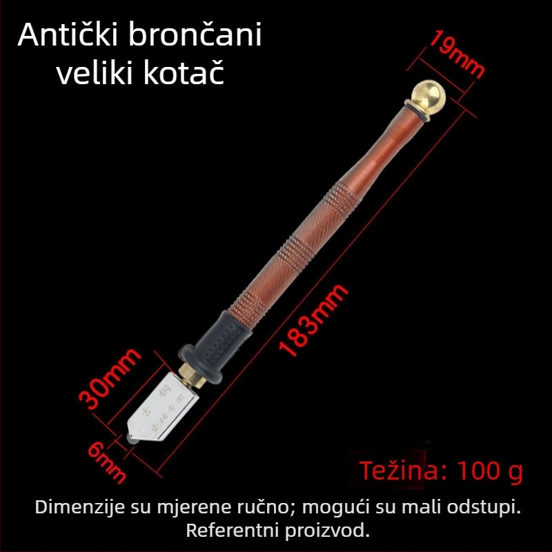 Nož za rezanje stakla i pločica, s valjkastim tipom, metalna drška, Zixuan marka (ovlaštena privatna marka)