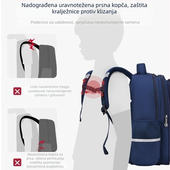Unisex školska torba za osnovnu školu, poliester, karirani uzorak, zakrivljene naramenice, za razrede 1-2.