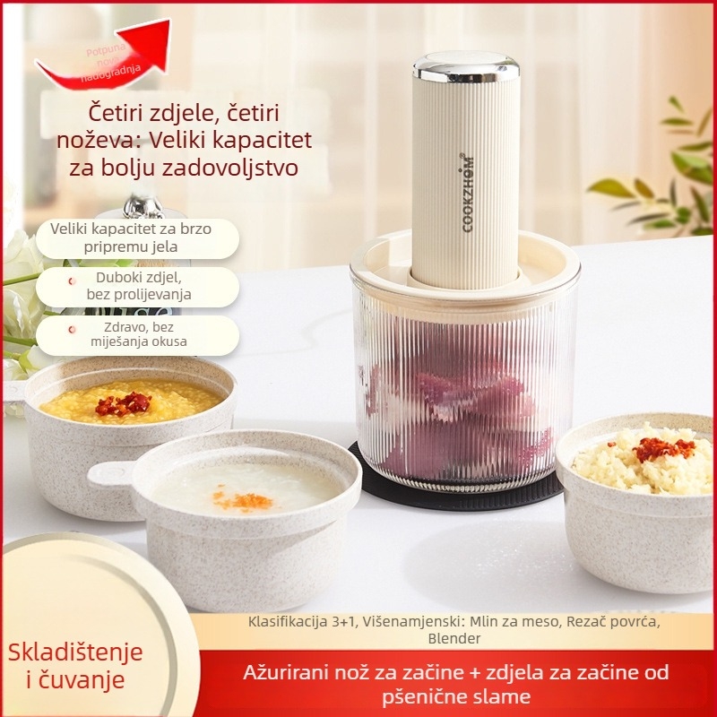 Višestruki kuhinjski procesor s funkcijom dječje hrane, kapacitet 1-3 L, brzina motora 10000-19999 rpm, napajanje 111-240 V, mehaničko upravljanje