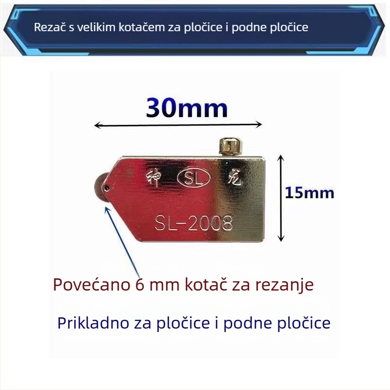 Glava za rezanje pločica i stakla s velikim kotačićem za kućnu uporabu; Vrsta: Drugo; Marka: Unique; Opseg primjene: Ostalo