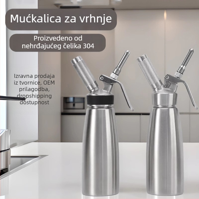 Chebao ukrasna pistolj za kremu — aluminijski spoj i 304 nehrđajući čelik, ručni krem-pistolj, set mlaznica i vrećica za ukrašavanje, lansirano 2025.