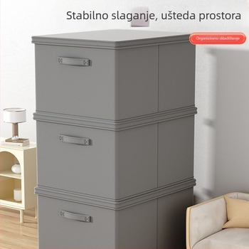 Kutija za odlaganje odjeće, netkani materijal, 30–40 L, sklopiva, s poklopcem, za garderobu