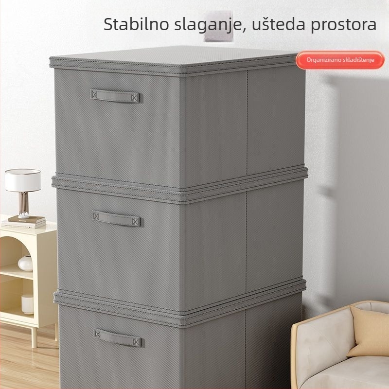 Kutija za odlaganje odjeće, netkani materijal, 30–40 L, sklopiva, s poklopcem, za garderobu