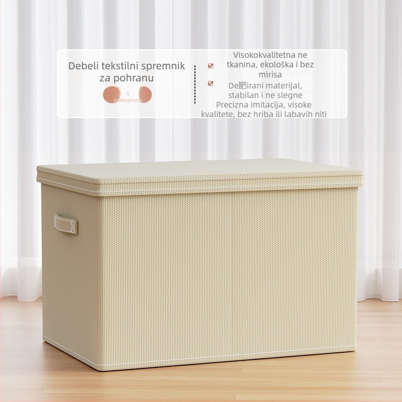 Kutija za odlaganje odjeće, netkani materijal, 30–40 L, sklopiva, s poklopcem, za garderobu
