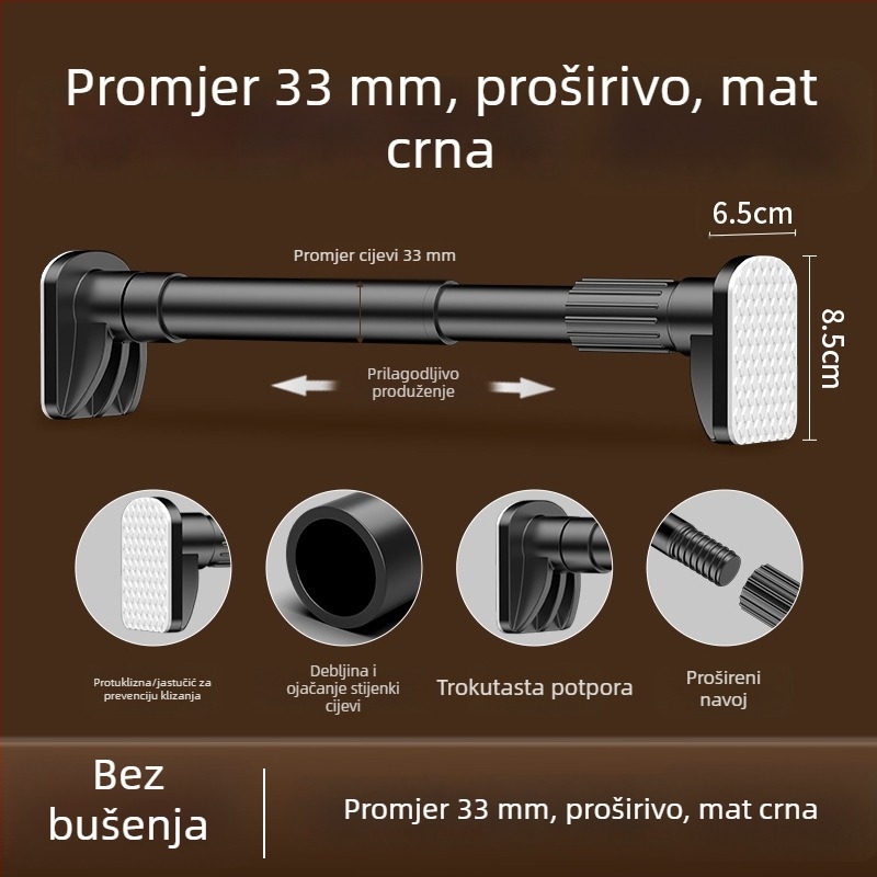 Teleskopska šipka za sušenje odjeće bez bušenja, za balkon, produživa