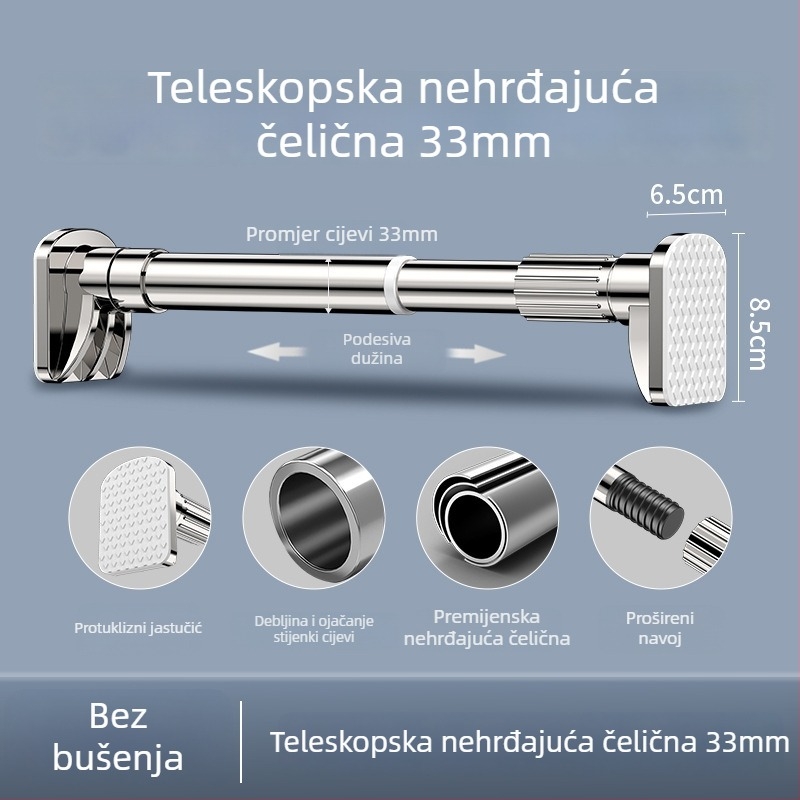 Teleskopska šipka za sušenje odjeće bez bušenja, za balkon, produživa