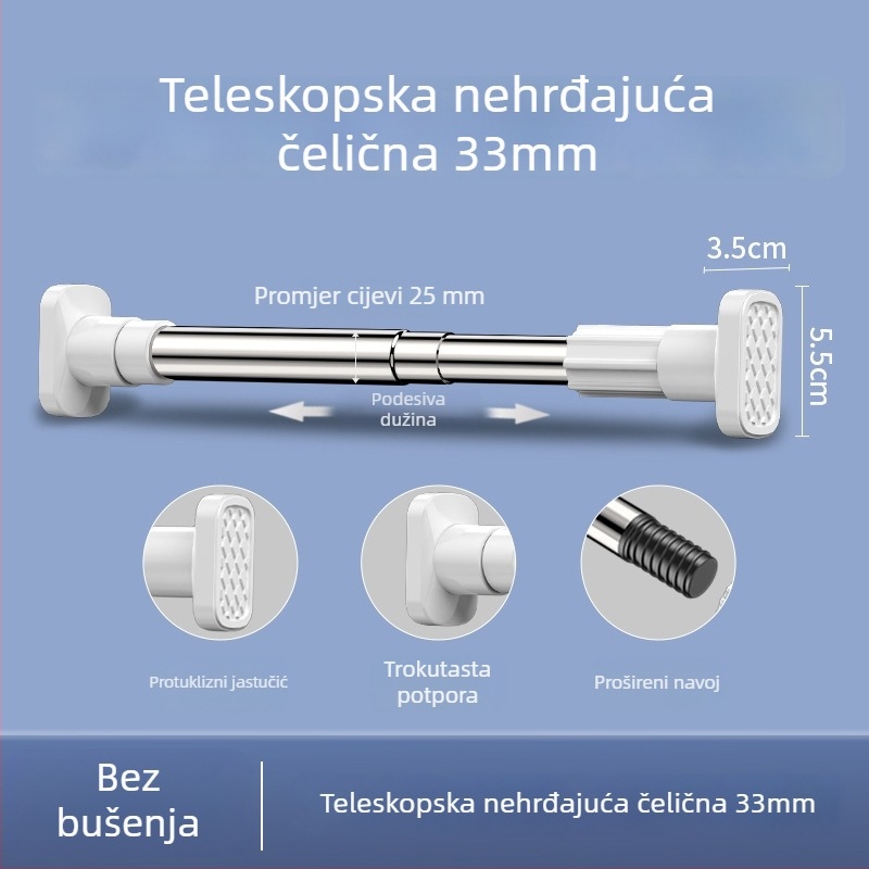 Teleskopska šipka za sušenje odjeće bez bušenja, za balkon, produživa