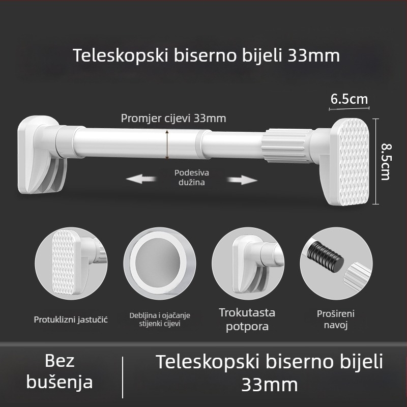 Teleskopska šipka za sušenje odjeće bez bušenja, za balkon, produživa