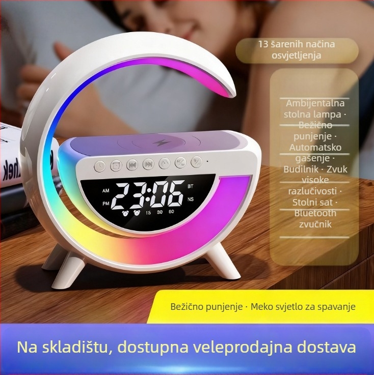 G3401mini Bluetooth zvučnik s budilicom i ambijentalnim svjetlom – 3-u-1, Bluetooth 5.3, 5W, 100Hz-20kHz, SNR ≥70dB, domet 10 m