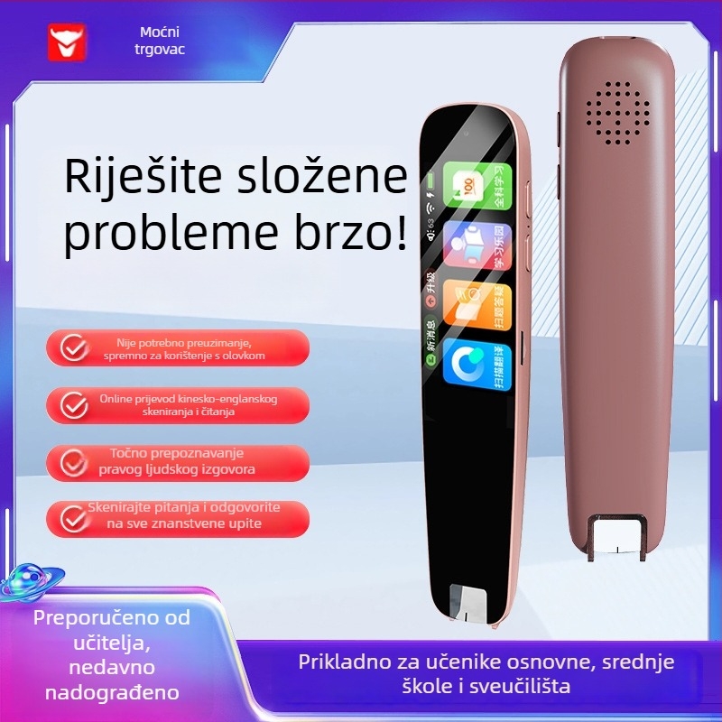 Kinesko-englenska inteligentna olovka za čitanje na točkama za učenike od osnovne do srednje škole, s glasovnim prijevodom i sinhronizacijom tečaja; ABS kućište; punjiva litijska baterija