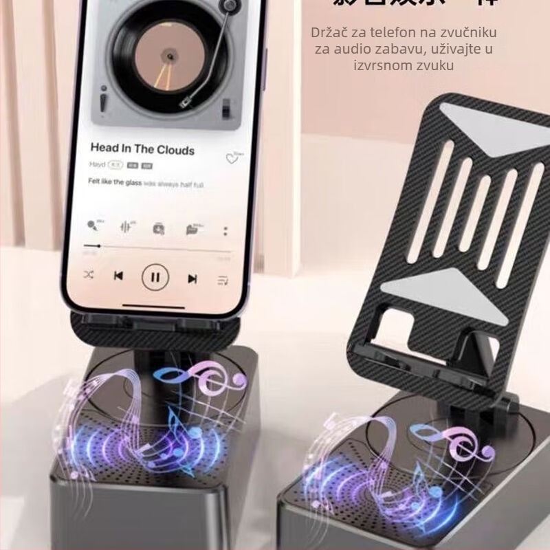 Pametan kućni držač za telefon, 360° okret, ugrađena baterija 4000–6000 mAh, Bluetooth zvučnik, 3‑u‑1, izlaz 5W (5V), frekvencijski odziv 60 Hz–15 kHz, SNR ≥ 70 dB