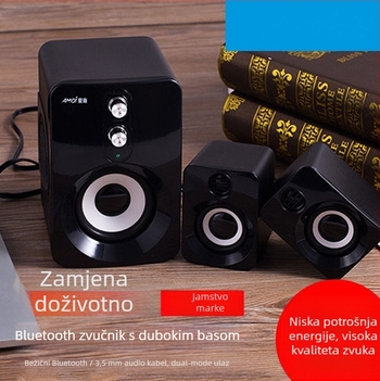 Subwoofer zvučnik za kućnu i stolnu upotrebu s Bluetoothom, opseg frekvencija 65 Hz–20 kHz, SNR ≥95 dB, nazivna snaga 5W, doseg 10 m