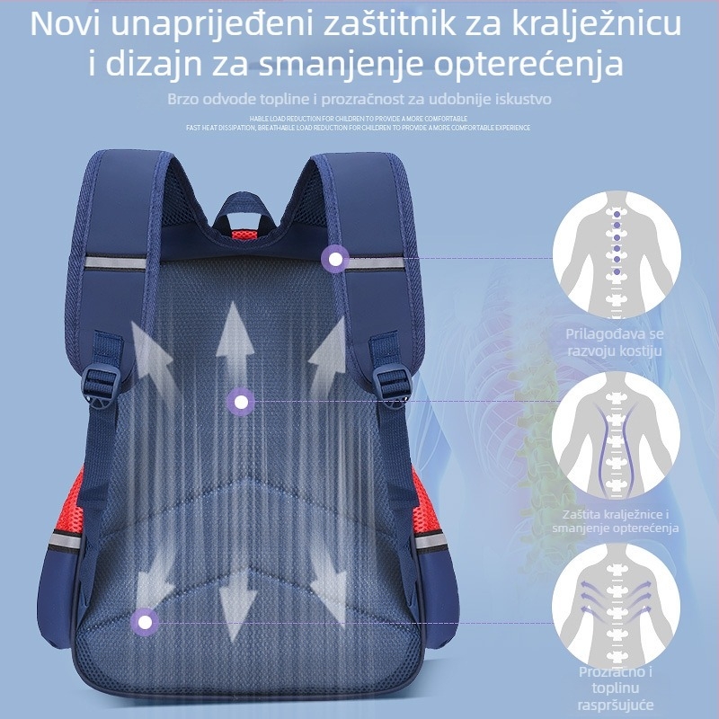 Unisex nylon ruksak za osnovnu školu s prozračnim, vodootpornim i otporim na habanje značajkama, zaštita od krađe i naramenice s zračnom jastukom; podstava od poliestera.