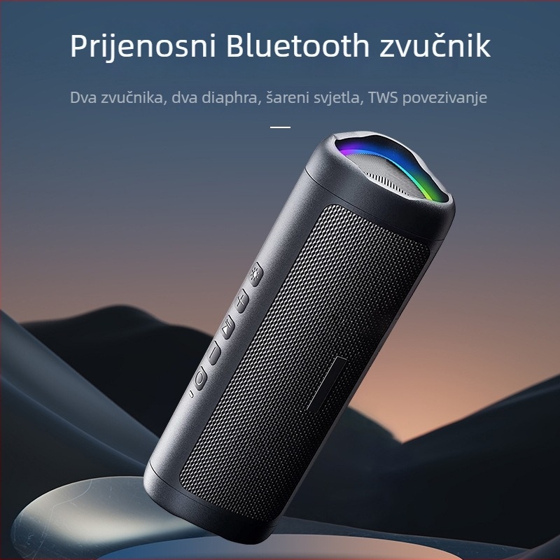 Saberis Bluetooth 5.3 prenosni TWS vodootporni zvučnik, 10W, IPX5, ugrađena baterija 800–1000mAh, domet do 20 m