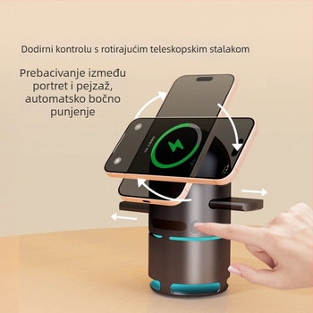 3-u-1 magnetsko bežično punjač | Qi2 certificiran | Ugrađena baterija 800–1000mAh | Izlaz 15W | Kompatibilno sa Apple stolnim Bluetooth zvučnikom