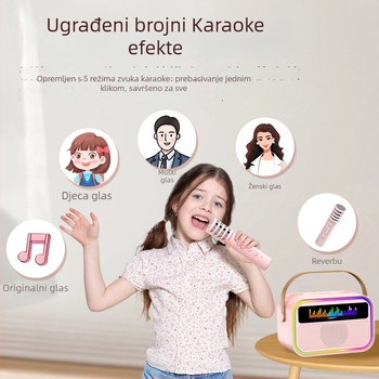 All-in-One karaoke mikrofon s tekstovima, Bluetooth, 4×5W zvučnici, ugrađena baterija 1000–1200mAh