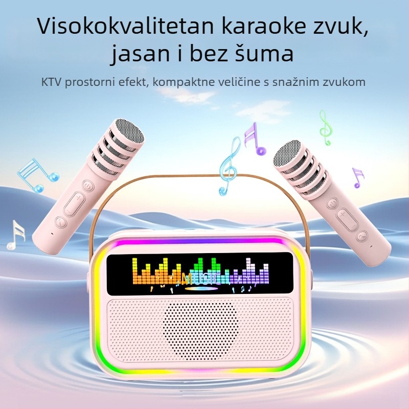 All-in-One karaoke mikrofon s tekstovima, Bluetooth, 4×5W zvučnici, ugrađena baterija 1000–1200mAh