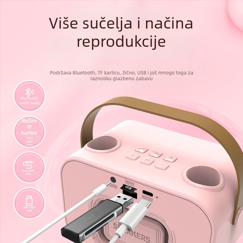 All-in-One karaoke mikrofon s tekstovima, Bluetooth, 4×5W zvučnici, ugrađena baterija 1000–1200mAh