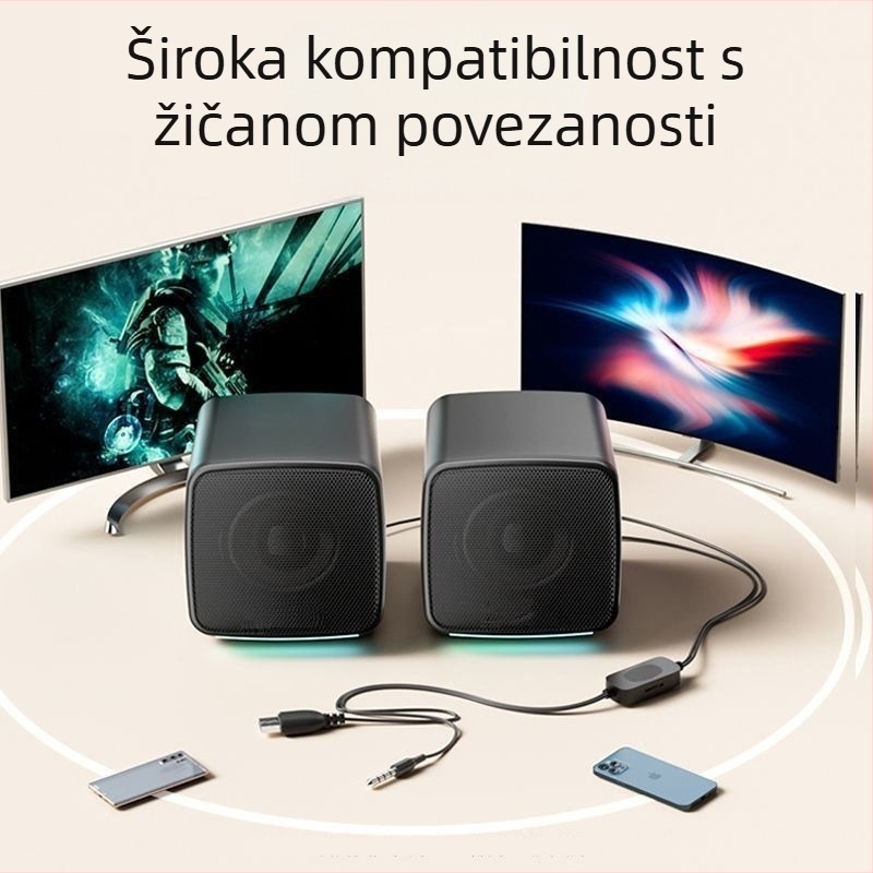 USB mini zvučnik za računalo s dvostrukim zvučnicama, USB sučelje i napajanje 5V